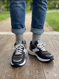 Flyfut Men's Navy Blue and Grey Athletic Sneakers