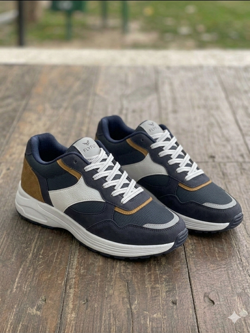 Flyfut Men's Navy Blue and Grey Athletic Sneakers